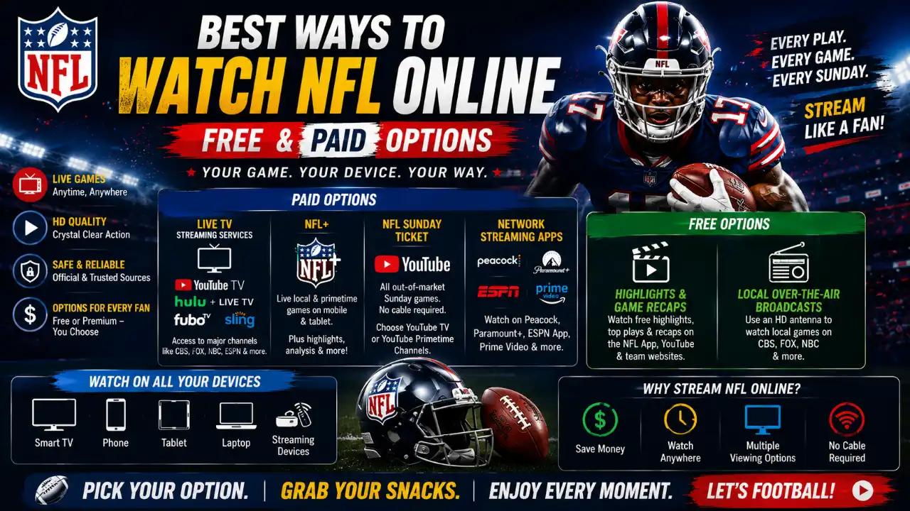 Best Ways to Watch NFL Online (Free & Paid Options)