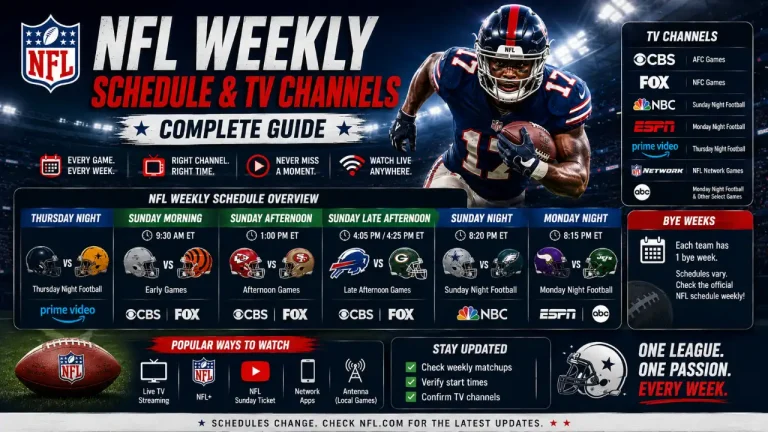 NFL Weekly Schedule & TV Channels – Complete Guide